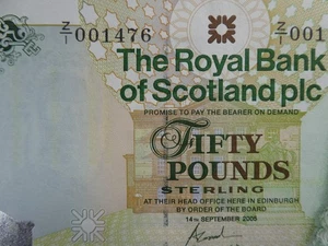 SCARCE Z/1 REPLACEMENT 2005 ROYAL BANK OF SCOTLAND/RBS £50 BANKNOTE ORIGINAL UNC - Picture 1 of 3
