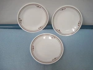 3 Corelle Melodie Braun Blumen Narzissen Blume Weiß Brot/Wüste Teller 6 3/4" - Bild 1 von 7