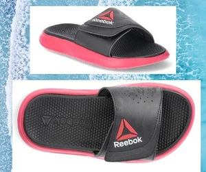 Reebok Little Boys Dual Density Slides, Size 3, Slip-On Medium Color black & red - Picture 1 of 13