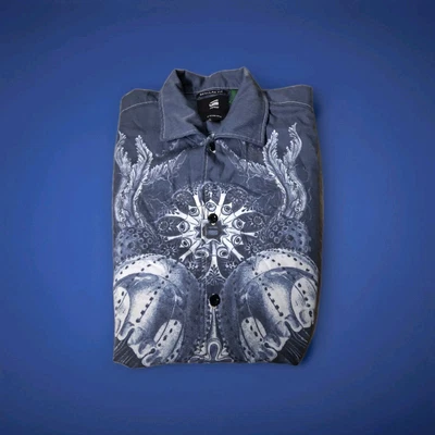 G-Star Raw Mens Medium Denim Blue Shirt Hawaiian Service Button Down MSRP 130.00 - Image 1 of 4