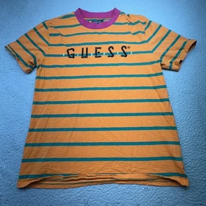 Guess Shirt Men Large Orange Striped X J Balvin Vibras Collaboration Tee Logo - Picture 1 of 10