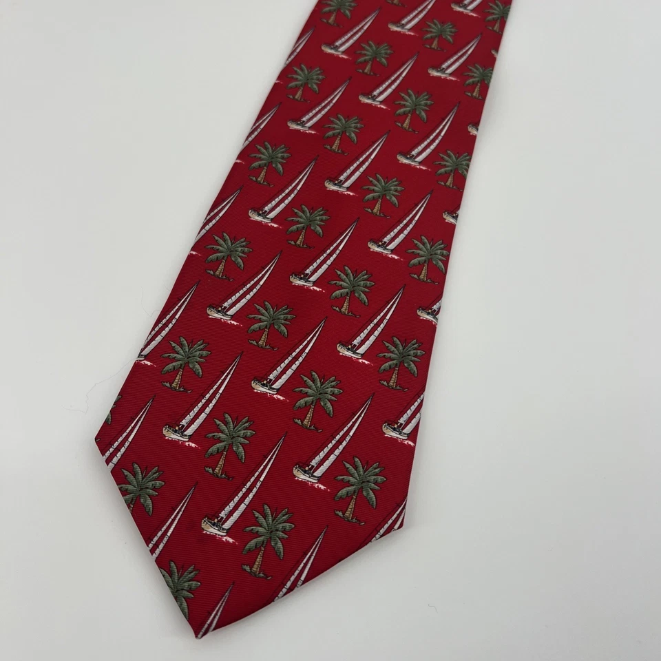 Corbata TROPICALS by TANGO PALMERA VELERO 100% SEDA COREA Vela Roja Foto 1 de 4