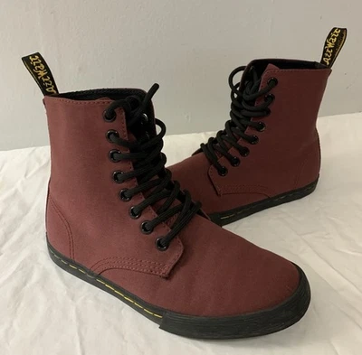 Zapatos botines con cordones Dr Martens Sheridan J de lona roja vino niños niñas talla 2 Foto 1 de 4