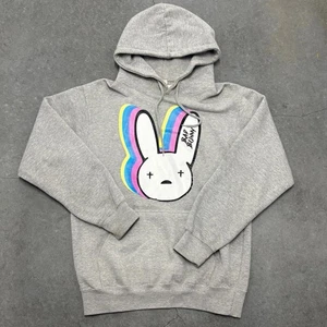 Felpa con cappuccio Bad Bunny logo pullover argento - Foto 1 di 4