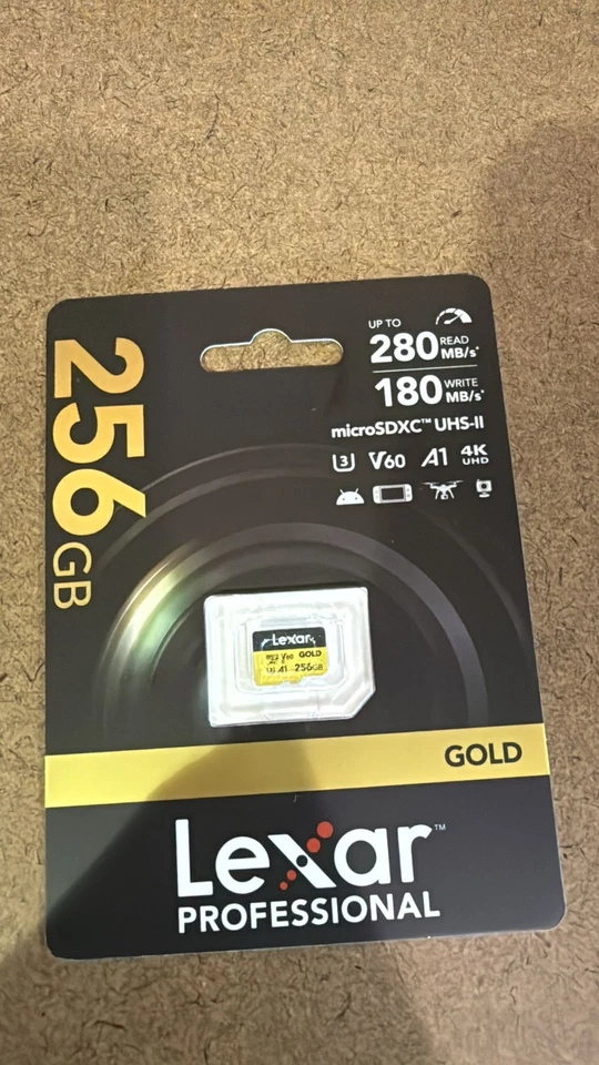 Lexar 256GB Professional GOLD UHS-II microSDXC Memory Card (LMSGOLD256G-BNNNG)