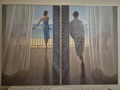 Brent Lynch “Ocean Breeze” Diptych Signed Lynch”Canvas Print Pair 60×80cm Framed - Image 1 of 4