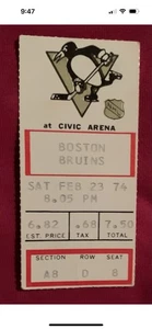2/23/74 Bobby Orr Goal/2 Assists Ticket Boston Bruins Vs Pittsburgh Penguins⚾️ - Picture 1 of 2