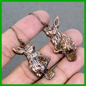 Daughters Day Sale Natural Citrine Rough Copper New Drop Dangle Earrings Jewelry - Picture 1 of 6