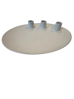 West Elm 3 Candle Holder & 1 Pillar Holder White Ceramic Modernist Minimal Lot 2 - Image 1 of 4