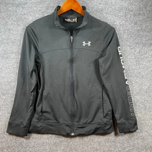 Under Armour Full Zip Windbreaker Youth Large Black Loose Fit Activewear - Picture 1 of 9