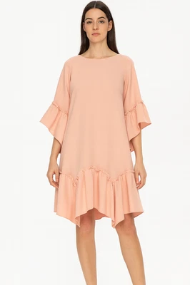 Eliza J Dress Womens 14W Pink Ruffle Hem Shift Cocktail Party Fairy Whimsy Boho - Image 1 of 4