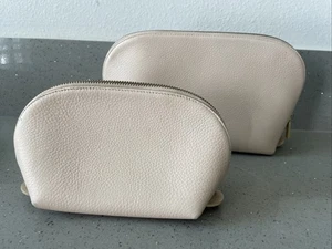 CUYANA Juego de Estuche Cosmético de Viaje de Dos Piezas Cuero Guijarro Rubor Usado LEER - Imagen 1 de 18