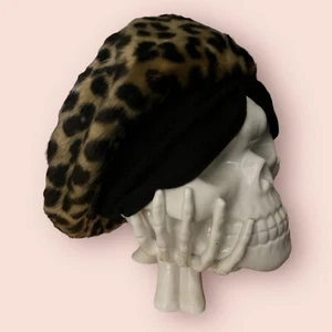 Vtg 40s/50s Lucila Mendez Leopard Print Calf-hair Hat | Rockabilly Pinup Retro - Picture 1 of 4