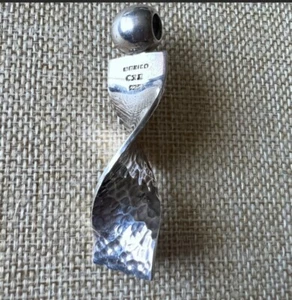 Mexico CII Twisted Modernist Heavy Pendent .925 Textured EUC - Picture 1 of 5