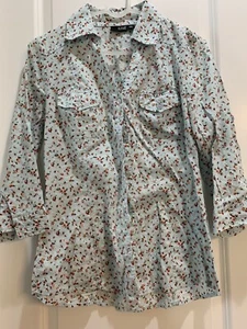 ANA Button Down Shirt Small Long Sleeve Floral Armpit To Armpit 19” Length 28” - Picture 1 of 5