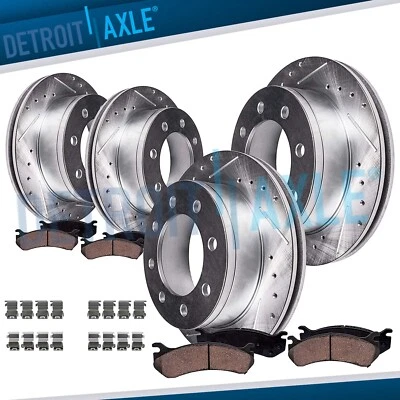 4WD Front Rear Drilled Rotor Brake Pad for 2013-2022 Ford F-250 F-350 Super Duty - Image 1 of 4