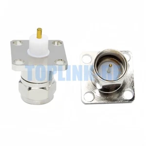 10x F Type Male RF Connector Flange 4 Hole Panel Mount With Extended Dielectric - Zdjęcie 1 z 7