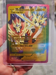 Zacian & Zamazenta GX Rainbow Foil Fan Art Vinile Collezione Carta Pokemon 63/100 - Foto 1 di 6