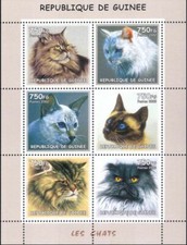 Guinea 2002 Domestic Cats/Animals/Nature/Pets 6v sht (s5037)