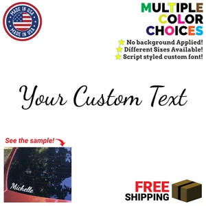 CUSTOM TEXT Sticker Vinyl Decal Script Font Custom Lettering Quote Car Sticker - Picture 1 of 6