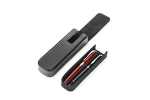 Genuine Leather 2 Hard Fountain Pen Case Storage Box Office Magnetic Closure - Picture 1 of 11