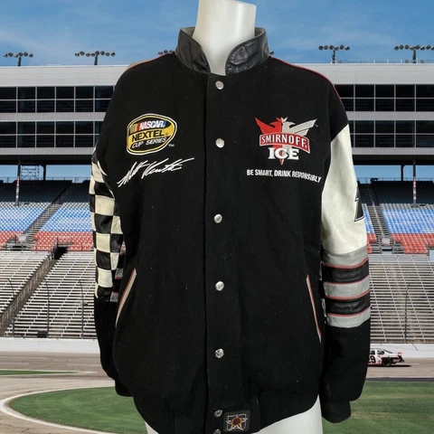 Smirnoff Ice Roush Racing Matt Kenseth Reversible Jacket Leather L/XL NASCAR Vtg Cover