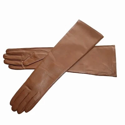 Mujeres Invierno Nuevos Guantes Largos Codo Estilo Liso Cuero Oveja Real Varios Colores Foto 1 de 4