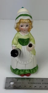 Vintage Keramik Mädchen Faden & Scherenhalter mit Nadelkissen Kopf - Bild 1 von 6