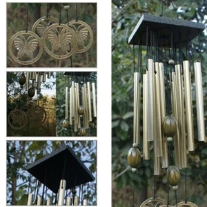 Large Stainless Butterfly Yard Wind Chimes 12 Tube Outdoor Living Bell - Picture 1 of 24