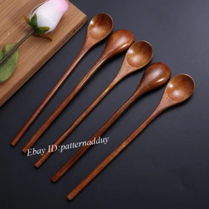 New 5Pcs Mixing Stirring Spoon Small Wooden Spoons Honey Spoons Wooden Coffee - Picture 1 of 12
