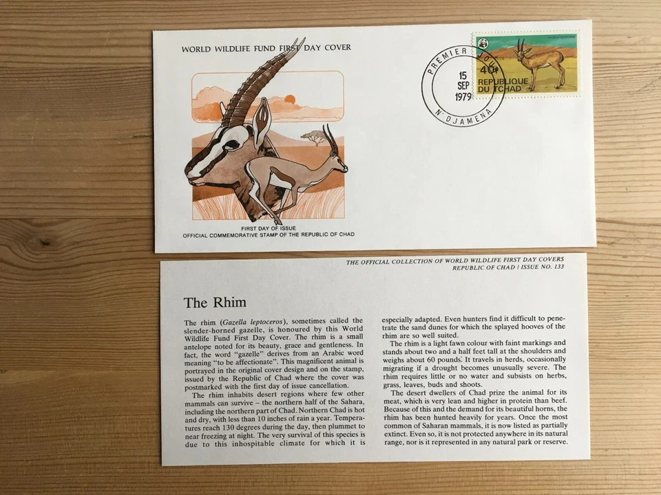 CHAD TCHAD 1979 FDC WWF 133 RHIM GAZELLE ANTELOPE - Image 1 of 1
