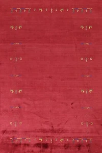 Indian Gabbeh Tribal Rug 6x8 ft. Wool Handmade Bedroom Size Carpet - Picture 1 of 12