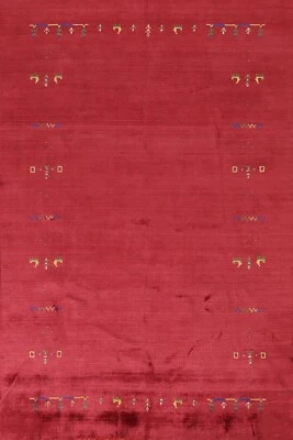 Indian Gabbeh Tribal Rug 6x8 ft. Wool Handmade Bedroom Size Carpet - Image 1 of 4