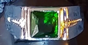 Grün & Zirkonia Ring Herren Grün Hipster Kühn Stil - Bild 1 von 8