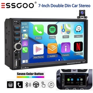 Double DIN 7" Wireless Apple Carplay & Android Auto Car Stereo Camera Bluetooth - Picture 1 of 14