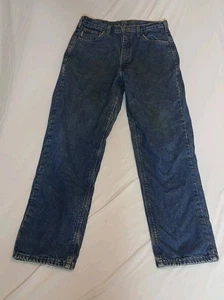 Carhartt Flanell gefütterte Jeans Herren blau Medium gerades Bein 34x32 fleckig - Bild 1 von 11