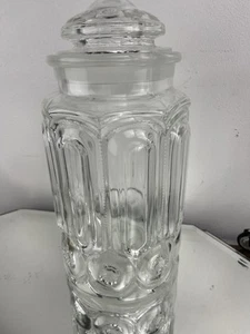 LE Smith Moon And Stars 11.5” Clear Glass Canister Jar w/lid Large Vintage - Picture 1 of 9