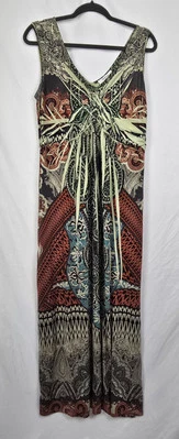 Style & Co Studded Paisley Boho Vacation Sleeveless Women's Maxi Dress sz M - Image 1 of 4