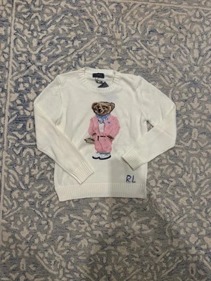 Polo Ralph Lauren Blue Polo Bear Cotton Jumper Size M - Image 1 of 4