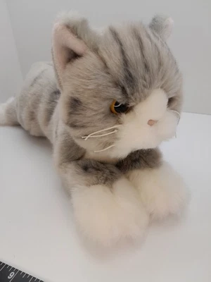 Bearington Collection Kitty Tabby Cat 16" Gray Striped Plush Stuffed Animal Toy - Image 1 of 4