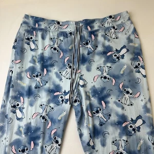 Disney Stitch Pants Womens 2XL Blue Tie Dye Lounge Pajama Jogger Sleepwear Cute - Picture 1 of 9