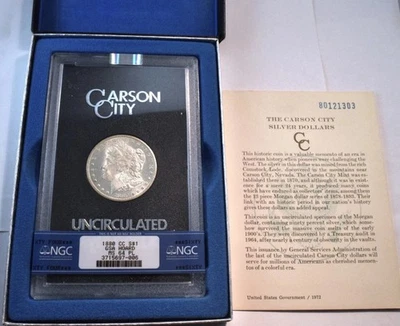 1880 CC $1 GSA NGC MS 64 PL Morgan Silver Dollar, PROOF Like Carson City Coin - Image 1 of 4
