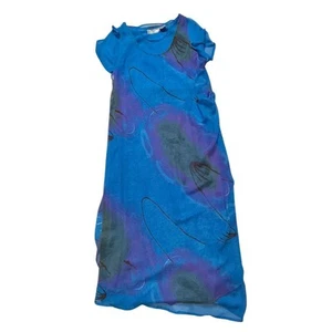 Maxi abito donna Kloz Lyne vintage anni 80 blu tie dye L S/S art to wear nouveau lungo - Foto 1 di 6