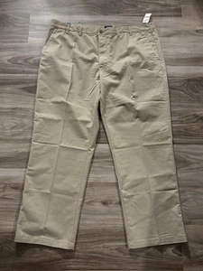 Izod SportFlex Stretch Khaki Flat Front Pants Size 44 X 32 With Tags - Picture 1 of 4