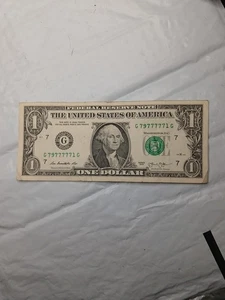 1 Dollar Bill Fancy Serial Number Trinary. 79777771 - Picture 1 of 3