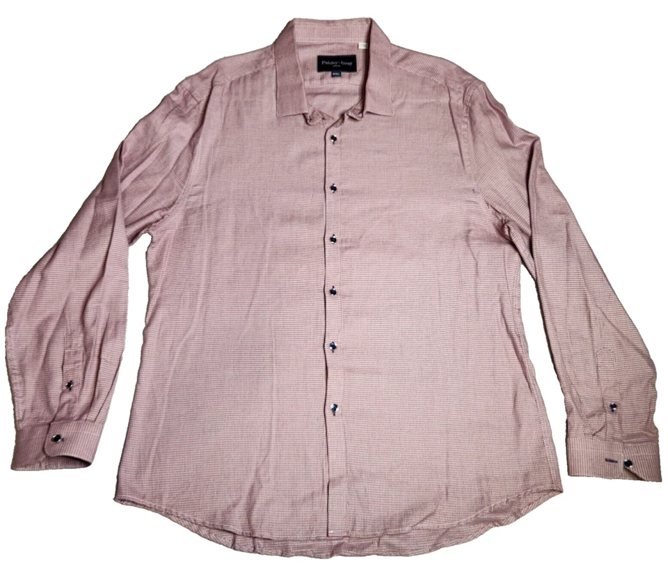 Camisa social masculina slim fit paisley e cinza tamanho 2XL vermelha branca azul manga longa nova sem etiquetas - Imagem 1 de 4