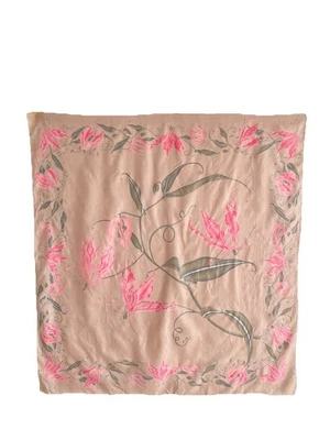 À DELICADA SIN MARCA Floral Rosa Claro Seda Mujer Bufanda 34"/34" BUEN ESTADO Foto 1 de 4