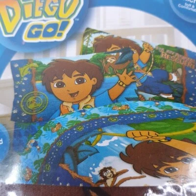 Go Diego Go Pillowcase NEW Reversible Pillow Case Nick Jr Dora the Explorer NIP - Imagem 1 de 4