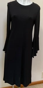 Veronika Maine Black Long Sleeve Round Neck Shift Style Knee Length Dress Size10 - Picture 1 of 5