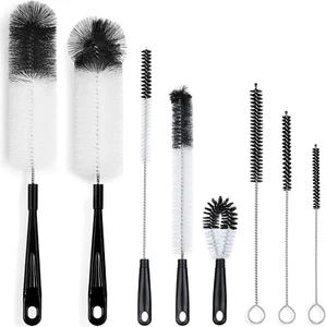 8-Pack Bottle Cleaning Brush Set - Long Handle Black Bottle Cleaner for Washing - Picture 1 of 7